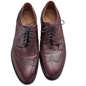 Johnston and Murphy Mens 11.5M Burgundy Leather Lace Wingtip Dress Shoes Oxford
